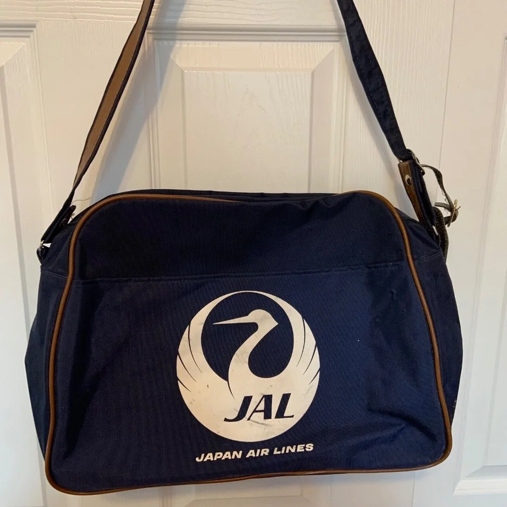 Vintage 1970s Japan Air Lines JAL Canvas Carry-On Bag
